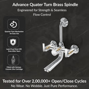 Plantex Wall Mixer for Bathroom 2 in 1 with L-Bend Provision for Overhead Shower/Mixer Tap for Bathroom with Water Saving Nozzle Tap- 7 Year Warranty (Bal-518-Chrome)