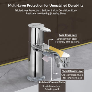 Plantex Pure Brass Pillar Tap for wash Basin with Water Saving Aerator/Wash Basin Tap/Taps for Basin- 7 Year Warranty by Plantex-(FLO-803-Chrome)