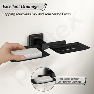 Plantex Stainless Steel Double Soap Holder for Bathroom/Soap Case/Dual Soap Dish/Bathroom Accessories - Aqua (Black)