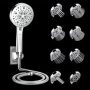 Plantex Abs Hand Shower For Bathroom/5 Inch Round Multi-Function 8 Mode Shower Hand/Hand Shower Set With 1.5 Meter Flexible Tube Pipe With Self Adhesive Bracket - (Chrome)