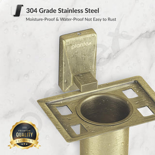 Plantex 304 Grade Stainless Steel Tumbler Holder/Tooth Brush Holder for Bathroom - Crystal (Brass Antique)
