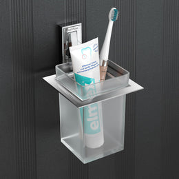 Plantex Tumbler Holder for Bathroom/Pure Brass Toothbrush Holder/Toothpaste/Razor Holder/Bathroom Accessories - Pack of 1 (APS-RTO-03, Chrome)