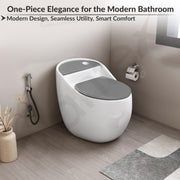 Plantex Platinum Ceramic Rimless Commode/One Piece Western Toilet/Siphonic Flush Western Commode with Soft Close Toilet Seat - S Trap Outlet (White & Grey)