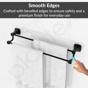 Plantex Space Aluminium Double Towel Rod/Towel Hanger for Bathroom/Towel Stand/Bathroom Accessories (24 inch - Black Powder Coated)