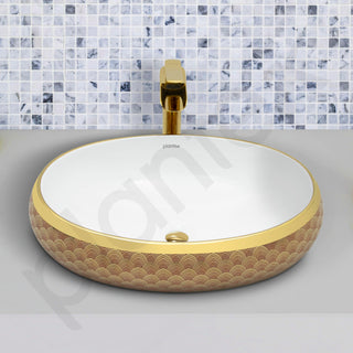 Plantex Ceramic Basin for Bathroom/Designer Table Top Wash Basin/Countertop Vessel Sink for Home/Restaurant/Hotel (24 x 16 x 6.5 Inch)