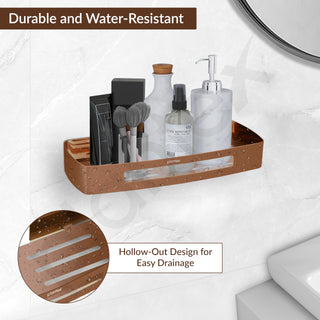 Plantex Shelf for Bathroom/Stainless Steel Multipurpose Shelf/Spice Organizer for Kitchen - Pack of 1 (12 x 5 Inch, Rose Gold)