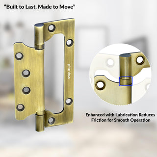 Plantex Butterfly Hinges for Door/Stainless Steel Door Hinges/Non-Mortise Hinges/5 Inch x 14 Gauge Hinges/2.5 mm Hinges for Home/Office/Hotel - Pack of 3 (Brass Antique)