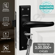 Plantex Heavy-Duty Door Lock Set - Main Door Lock Plate Handle Set/6-Lever Mechanism Mortise Locks with 3 Keys/Brass Locks Body & Cylinder (PTP-09- Black)