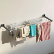 Plantex GI Steel Foldable Wall Mount Cloth Drying Stand with 30 Ft Rope/Wall Hanging Clothes Dryer Rack for Indoor & Outdoor Use/Space-Saving Design for Laundry or Utility Room – Grey