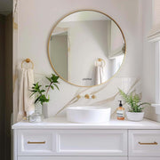 Plantex Mirror for Wall/Aluminium Frame Bathroom Mirror/Round Mirrors for Bathroom/Wall Mount Mirrors for Bedroom/Dressing Room/Living Rooms/Entryway - Shatterproof (24inch-Gold Brushed)