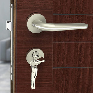 Plantex Triple Security Door Lock for Home/Main Door Lock Set with 3 Years of Warranty/Mortise Lock for Door with Brass Lock Body & Cylinder(7077 - Satin White & Chrome Finish)