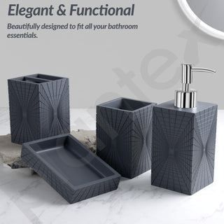 Plantex Polyresin Bathroom Accessories Set Soap Dispenser/Toothbrush Holder/Tumbler Holder/Soap Dish - 4 Piece(924)