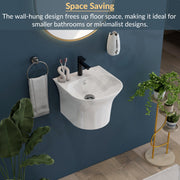 Plantex Ceramic Wash Basin/Wall Mount Half Pedestal WashBasin for Bathroom with 10 Years Glaze Warranty by Plantex/Wall Hung Basin for Home/Office/Hotels (White - 15 x 15 x 10 Inch)