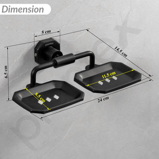 Plantex 304 Grade Stainless Steel Soap Holder for Bathroom/Double Soap Dish/Soap Stand for Kitchen Sink/Bathroom Accessories- Nipron (Black)