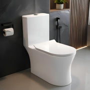 Plantex Commode for Toilet/Ceramic One Piece Toilet/Rimless Washdown Flush Commode with Soft Closing Toilet Seat - S Trap (White, APS-2019)