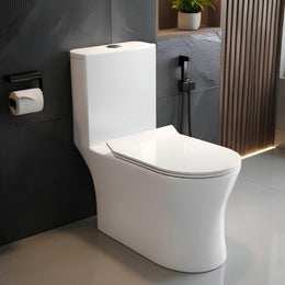 Plantex Commode for Toilet/Ceramic One Piece Toilet/Rimless Washdown Flush Commode with Soft Closing Toilet Seat - S Trap (White, APS-2019)