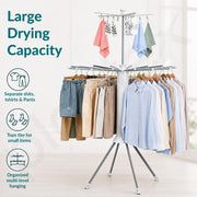 Plantex Cloth Stand for Home/Foldable Rotating Cloth Drying Rack/360° Cloth Stand with Lockable Wheel/Indoor & Outdoor Cloth Hanger - Pack of 1 (White)
