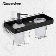 Plantex Liquid Soap Dispenser with Tumbler Holder for Bathroom/2 in 1 Shampoo Dispenser with Toothpaste Holder/Bathroom Accessories - Pack of 1 (1505, Black)