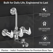 Plantex Pure Brass 3 in 1 Wall Mixer for Bathroom/Mixer L-Bend Provision for Overhead and Hand Shower/Bathroom Mixer 3 in 1 with Shower -7 Year Warranty by Plantex (Chrome)