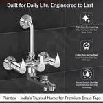 Plantex Pure Brass 3 In 1 Wall Mixer for Bathroom/Mixer L-Bend Provision for Overhead and Hand Shower/Bathroom Mixer 3 in 1 with shower -7 Year Warranty by Plantex (Chrome)