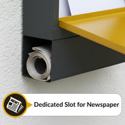 Plantex Heavy Duty GI Steel Letter Box/Suggestion Box/Wall Mount Mail with Magazine Holder/News Paper Holder Box for Home/Office/Hotel - (Yellow & Black)