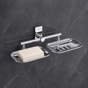 Plantex J4 Stainless Double Soap Dish/Self Adhesive Dual Soap Holder for Bathroom/Soap Case/Stand/Soap Bar/Bathroom Accessories - Pack of 1 (Chrome)