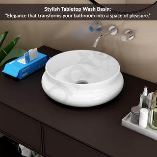 Plantex Ceramic Basin/Countertop Vessel Sink/Tabletop Wash Basin/Washbasin for Bathroom with 10 Years Glaze Warranty by Plantex (White Glossy - 16 x 16 x 5.5 Inch)