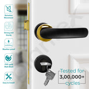 Plantex Door Lock for Home/Main Door Lock Set with 3 Computerized Key/Mortise Lock for Door with Brass Lock Body & Cylinder (SM037, Gold & Black)
