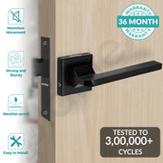 Plantex Heavy Duty Door Lock – Bathroom Door Lock/Mortise Keyless Handle Set for Home/Bathroom/Store Room/Balcony/Office with Baby Latch (605 - Black)