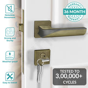 Plantex Triple Security Door Lock for Home/Main Door Lock Set with 3 Years of Warranty/Mortise Lock for Door with Brass Lock Body & Cylinder(7086 - Brass Antique & Satin Black Matt)