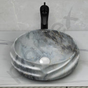 Plantex Ceramic Wash Basin for Bathroom/Table Top Ceramic Basin/Washbasin for Hotel/Restaurant (Marble Finish - 18 x 15 x 7 inch)