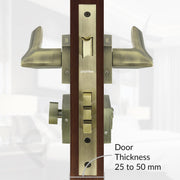 Plantex Premium Door Lock with 3 Years of Warranty/Main Door Lock for Home/Mortise Lock for Door - Main Door Lock Set (7082 - Brass Antique/Satin Black Matt)