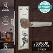 Plantex Heavy-Duty Door Lock for Main Door/Handle Lock Set/6-Lever Lock Mechanism Mortise Lock with 3 Keys, Brass Lock Body & Cylinder (PTP-07, Satin & Wood)