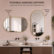 Plantex Aluminium Frame Mirror for Bathroom/Wall Mount Capsule Mirror for Bedroom/Dressing Room/Living Room/Entryway - (Gold, 22x36 Inch)