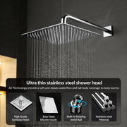 Plantex Bathroom Shower Combo Set/Concealed Diverter with 12x12 Inch Overhead Shower/6 Mode Shower Hand with 1.5 Mtr Flexible Hose Pipe with Hook/Brass Bath Tub Spout - Chrome
