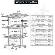 Plantex 3 Layer GI Steel Cloth Stand for Drying Clothes Foldable/Clothes Drying Rack for Balcony/Clothes Drying Stand - Clofera (White & Gray)