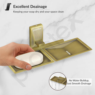 Plantex 304 Grade Stainless Steel Double Soap Dish/Soap Case/Soap Storage for Bathroom Accessories - Crystal (Brass Antique)