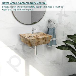 Plantex Wall Hung Wash Basin for Bathroom/Designer Ceramic Basin/Rectangle Countertop Washbasin/Home/Office (17 x 14 x 5 Inch)
