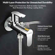 Plantex Pure Brass Angle Valve 2 in 1/Two Way Angle Cock Tap with Wall Flange & Teflon Tape/Angle Valve for Bathroom with 7 Year Manufacturer's Warranty- (Alpha, Chrome)