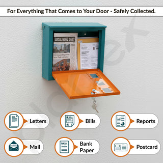 Plantex GI Steel Letter Box/Complaint Box/Small Suggestion Box for Office/Post Box for Home/Wall Mount Mail Box - (Green & Orange)