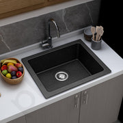 Plantex Quartz Acrylic Single Bowl Kitchen Sink with 10 Years Warranty by Plantex/Sink For Kitchen With Coupling & Drying Rack/Small Kitchen Basin (Siapan - 21x18 Inches)