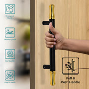 Plantex Heavy Duty Main Door Handle/14 Inch Door Handle for Main Door/Pull Push Handle for Glass/Wooden Door Ã¢â‚¬â€œ Pack of 1 (121,Black & Gold) - 3 years Warranty