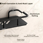Plantex Self Adhesive Bathroom Shelf/Stainless Steel Bathroom Shelf Rack/Wall Shelf for Bathroom/Bathroom Organiser without Drill/Bathroom Accessories Set- Pack of 1 (12x5 inches, Black)