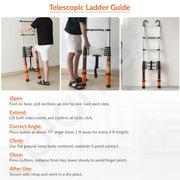 Plantex 10.5 feet (3.2m) Telescopic Ladder/Durable Steps/Collapsible Ladder for Home or Outdoor Work/Aluminium Telescopic Ladder - (Orange)