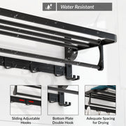 Plantex Aluminium Folding Towel Rack with Swivel Towel Rod/Towel Hanger for Bathroom/Towel Hanger with Hooks/Bathroom Accessories (24 Inch) Black