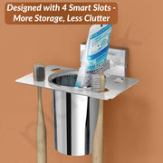 Plantex Stainless Steel Tooth Brush Holder for Bathroom/Tumbler Holder/Bathroom Accessories - Nexa (Chrome)