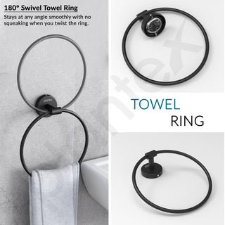 Plantex Towel Ring for Bathroom/Stainless Steel Towel Holder/Round Napkin Ring/Towel Stand for Bathroom/Bathroom Accessories - Pack of 1 (Black)