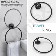 Plantex Towel Ring for Bathroom/Stainless Steel Towel Holder/Round Napkin Ring/Towel Stand for Bathroom/Bathroom Accessories - Pack of 1 (Black)