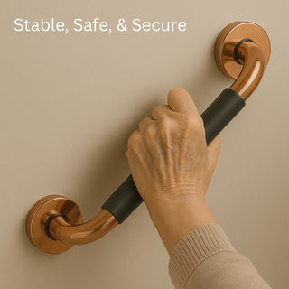 Plantex 304 Stainless Steel Grab Bar for Toilet with Grip/13 inch Anti-Slip Handle for Bathroom Support - Pack of 2 (Rose Gold & Black)