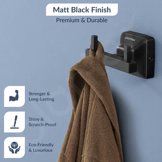 Plantex 304 Grade Stainless Steel Robe Hook/Cloth-Towel Hanger/Door Hanger/Hook/Bathroom Accessories - Squaro (Black)